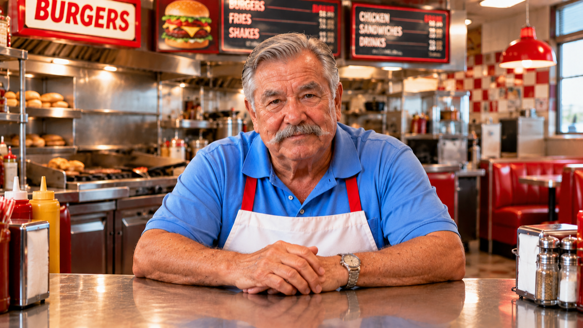 Fast Food Frank at a classic diner counter